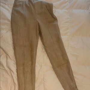 Zara Stylish Tan Suede Pants with zippers